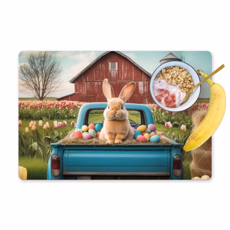 Konijn - Boerderij - Eieren Placemat vinyl groot -zzzproduct_Kitchenyeah-website