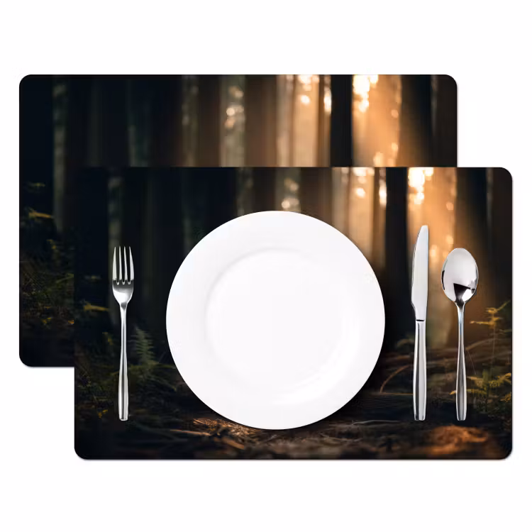 Konijn - Bos - Zonnestralen Placemat vinyl groot -zzsfeer2_Kitchenyeah-website
