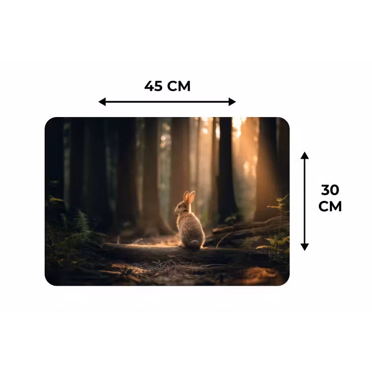 Konijn - Bos - Zonnestralen Placemat vinyl groot -specs