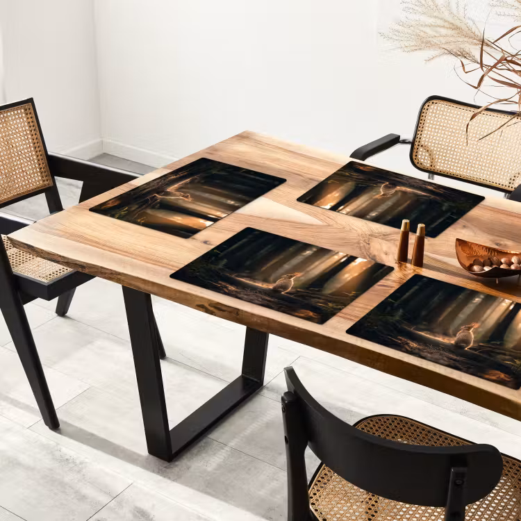 Konijn - Bos - Zonnestralen Placemat vinyl groot -zzsfeer4_Kitchenyeah-website