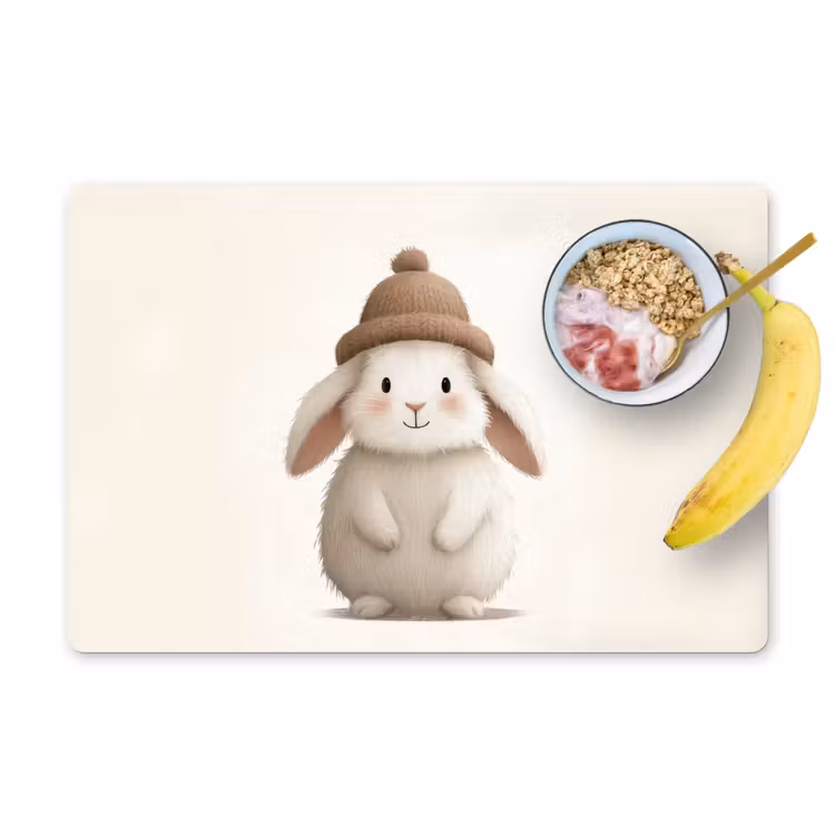 Konijn - Muts - Oren - Beige Placemat vinyl groot -zzzproduct_Kitchenyeah-website