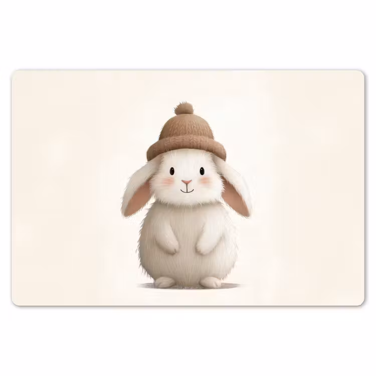 Konijn - Muts - Oren - Beige Placemat vinyl groot -zzsfeer1_Kitchenyeah-website