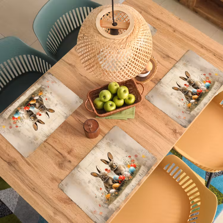 Konijnen - Bloemen - Eieren Placemat vinyl groot -zzsfeer5_Kitchenyeah-website