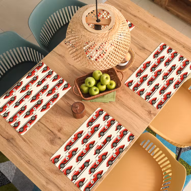 Raceauto - Retro - Rood Placemat vinyl groot 368 -zzsfeer5_Kitchenyeah-website