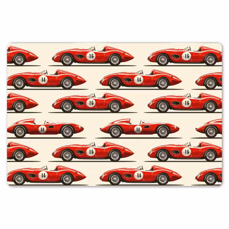 Raceauto - Retro - Rood Placemat vinyl groot 368 -zzsfeer1_Kitchenyeah-website