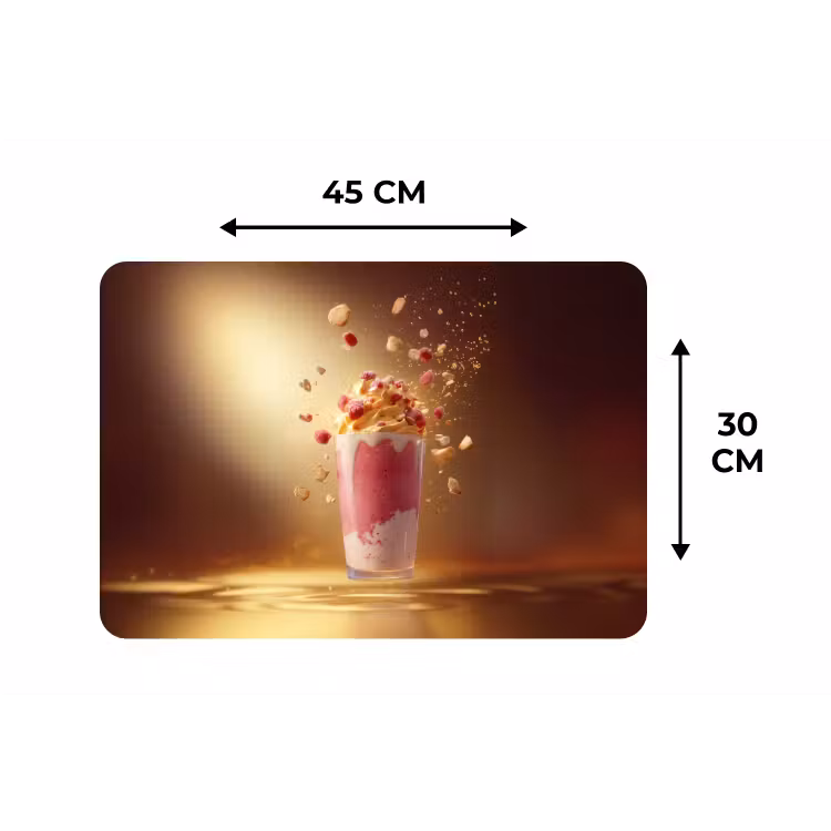 Framboos - Smoothie - Drinken - Roze Placemat vinyl groot -specs
