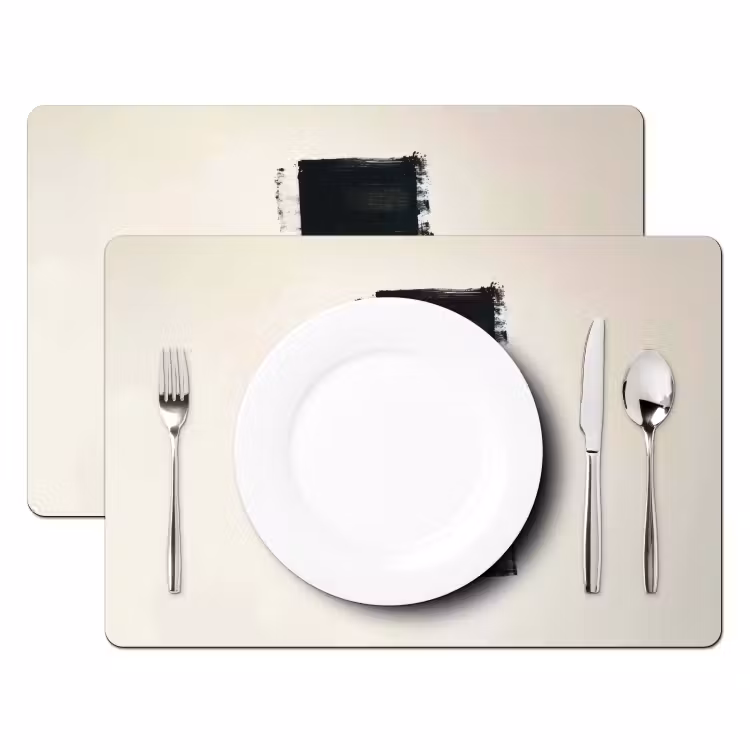Rechthoeken - Penseelstreken - Abstract - Zwart Placemat vinyl groot -zzsfeer2_Kitchenyeah-website