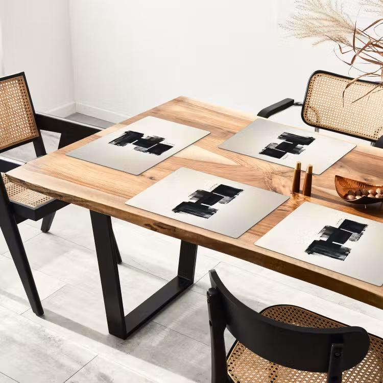 Rechthoeken - Penseelstreken - Abstract - Zwart Placemat vinyl groot -zzsfeer4_Kitchenyeah-website