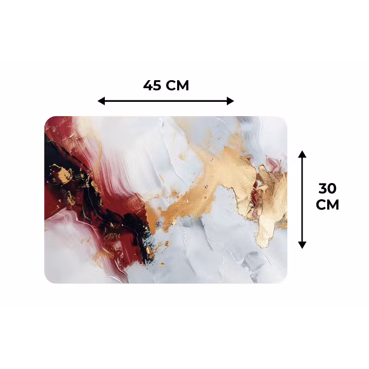 Rood - Abstract - Goud - Modern Placemat vinyl groot -specs