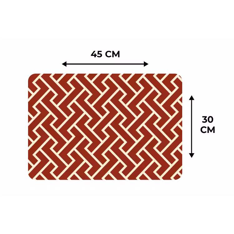 Rood - Beige - Patroon - Lijnen Placemat vinyl groot 368 -specs