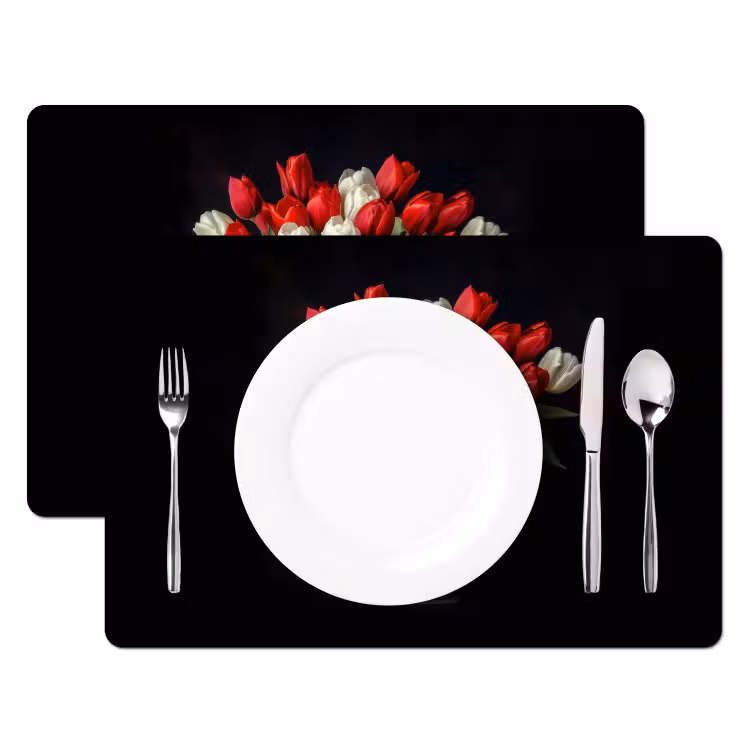 Rode - Bloemen - Tulpen - Vaas Placemat vinyl groot -zzsfeer2_Kitchenyeah-website