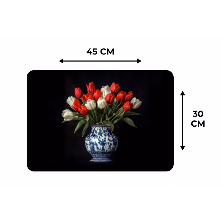 Rode - Bloemen - Tulpen - Vaas Placemat vinyl groot -specs