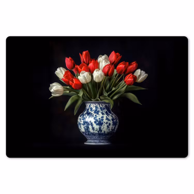 Rode - Bloemen - Tulpen - Vaas Placemat vinyl groot -zzsfeer1_Kitchenyeah-website