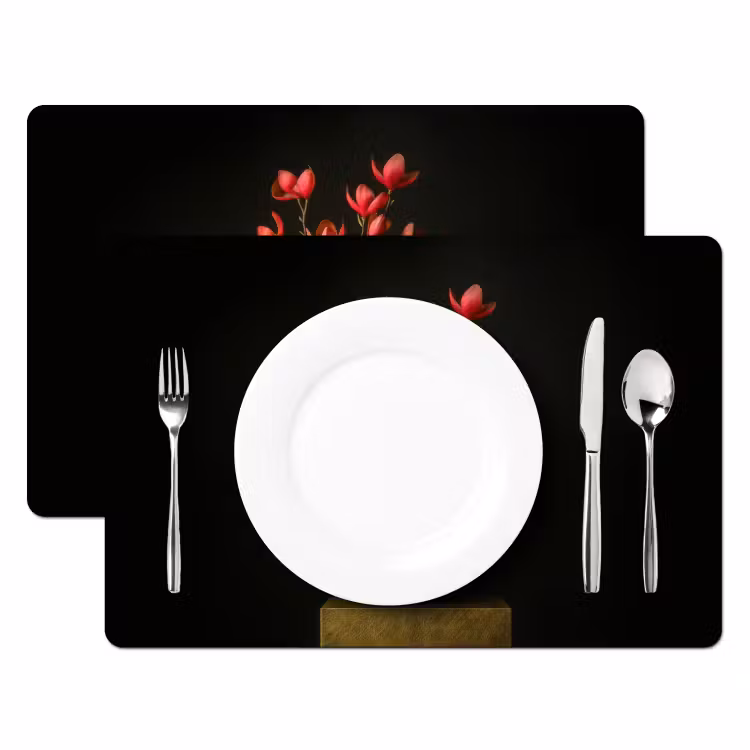 Rode - Bloemen - Vaas Placemat vinyl groot -zzsfeer2_Kitchenyeah-website