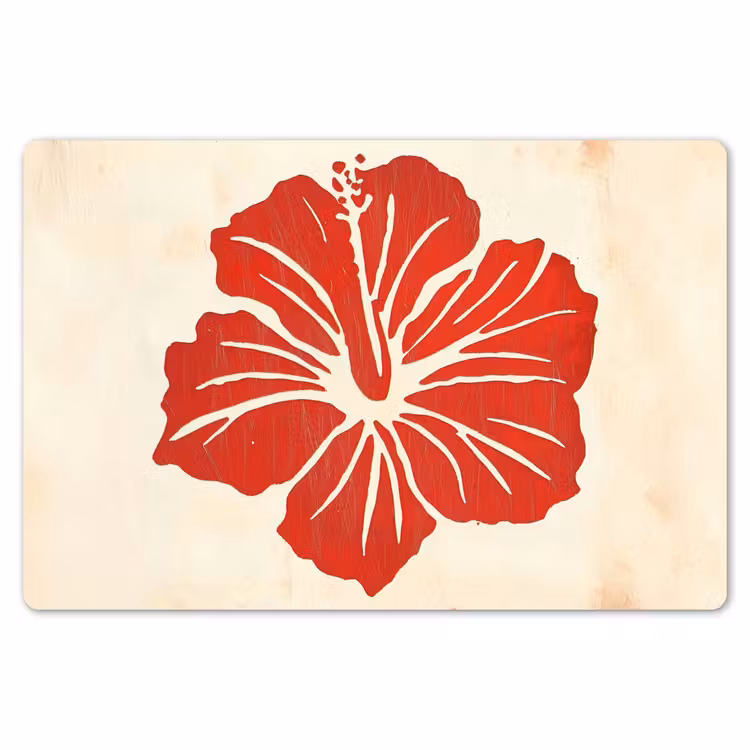 Rode hibiscusbloem - Textuur achtergrond - Beige Placemat vinyl groot -zzsfeer1_Kitchenyeah-website