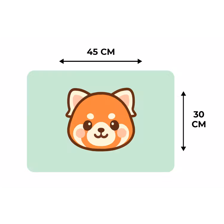 Rode panda - Groen - Cartoon Placemat vinyl groot -specs