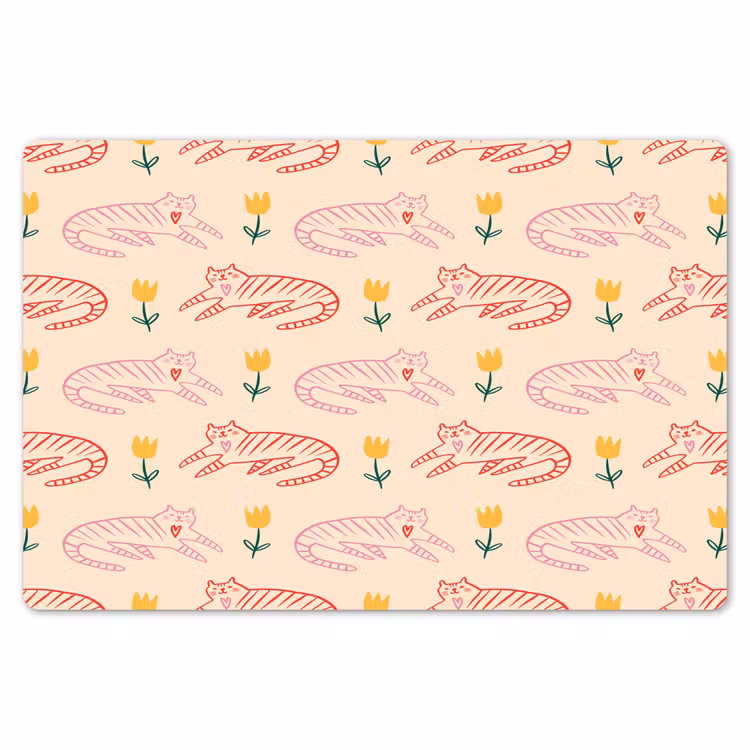 Rood - Roze - Katten - Bloemen Placemat vinyl groot 368 -zzsfeer1_Kitchenyeah-website
