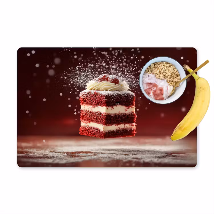Rode - Velvet - Taart - Eten Placemat vinyl groot -zzzproduct_Kitchenyeah-website