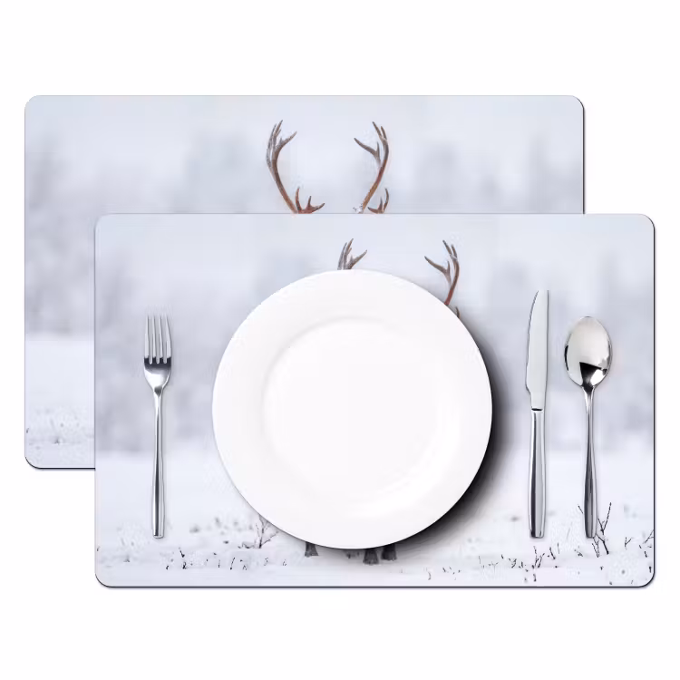 Rendier - Gewei - Toendra - Sneeuw - Wild Placemat vinyl groot -zzsfeer2_Kitchenyeah-website