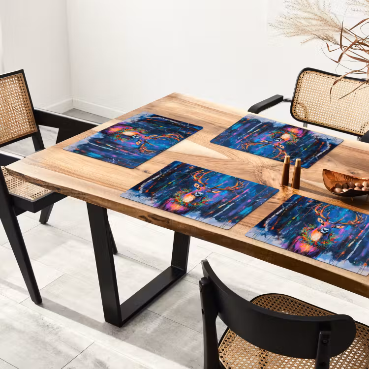 Rendier - Krans - Sprookjesachtig - Blauw Placemat vinyl groot -zzsfeer4_Kitchenyeah-website