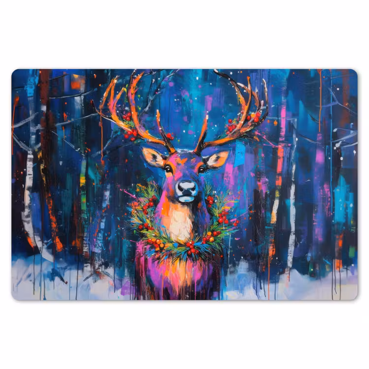 Rendier - Krans - Sprookjesachtig - Blauw Placemat vinyl groot -zzsfeer1_Kitchenyeah-website
