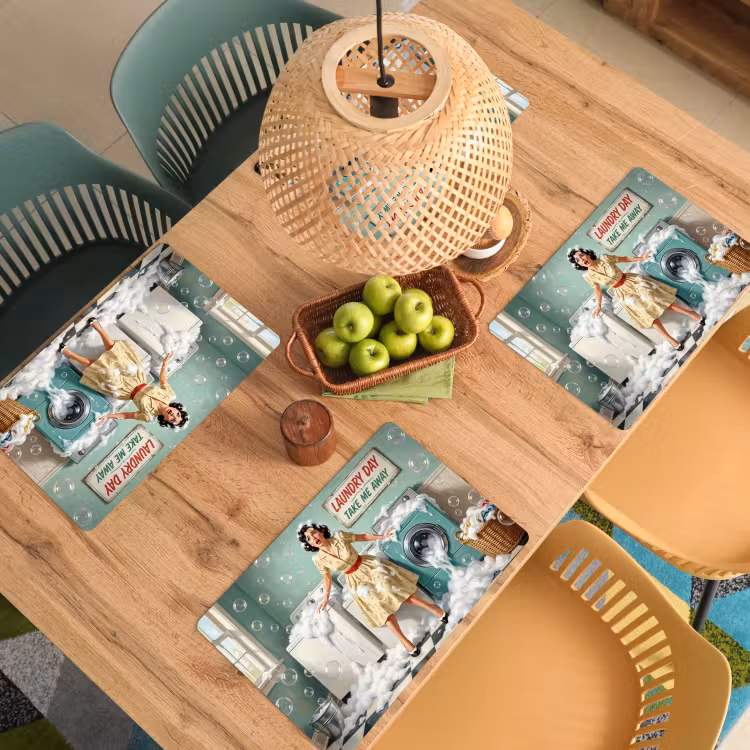 Retro - Blauw - Vrouw Placemat vinyl groot -zzsfeer5_Kitchenyeah-website