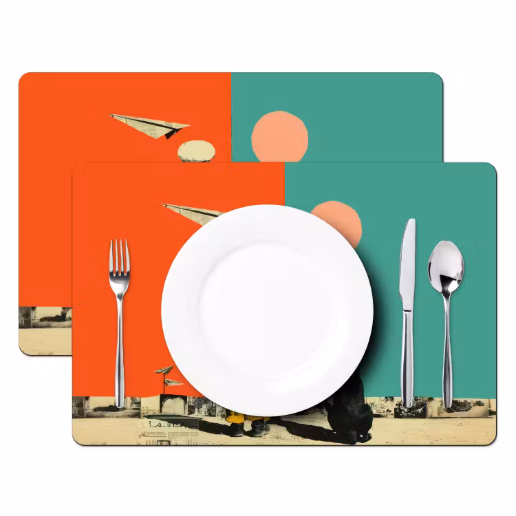 Retro - Jongen - Hond - Rood - Groen Placemat vinyl groot -zzsfeer2_Kitchenyeah-website