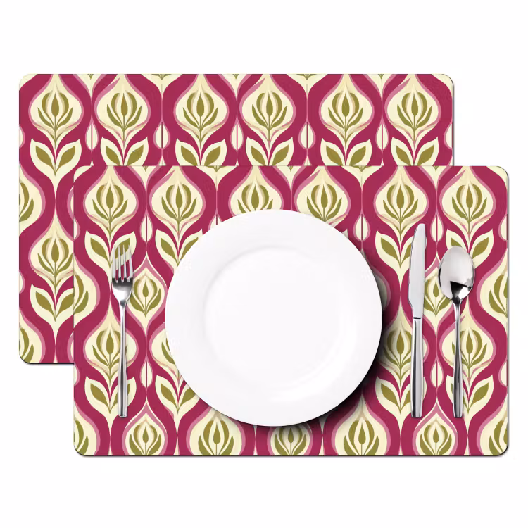 Retro - Floraal - Paars Placemat vinyl groot 368 -zzsfeer2_Kitchenyeah-website
