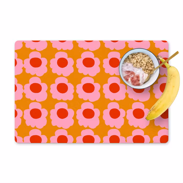 Retro - Bloemen - Roze Placemat vinyl groot 368 -zzzproduct_Kitchenyeah-website