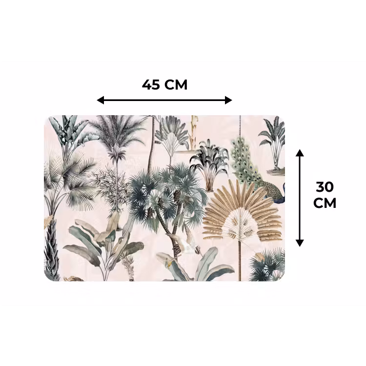 Retro - Jungle - Natuur - Dieren Placemat vinyl groot -specs
