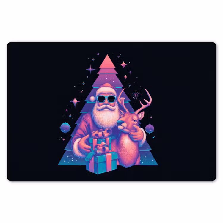 Retro - Kerstman - Rendieren - Kerstboom Placemat vinyl groot -zzsfeer1_Kitchenyeah-website