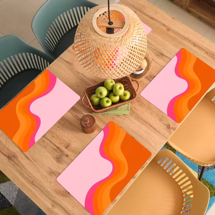 Retro - Waves - Kleurrijk Placemat vinyl groot -zzsfeer5_Kitchenyeah-website