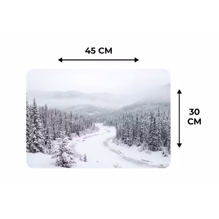 Rivier - Bevroren - Landschap - Winter Placemat vinyl groot -specs