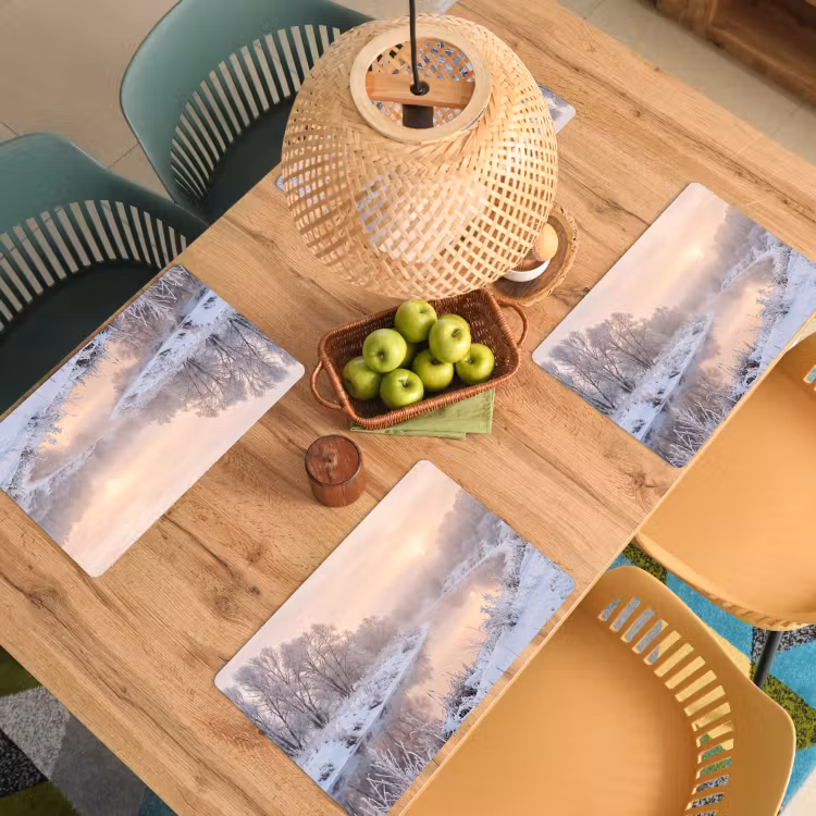 Rivier - Winter - Landschap - Sneeuw - Zonsopgang Placemat vinyl groot -zzsfeer5_Kitchenyeah-website