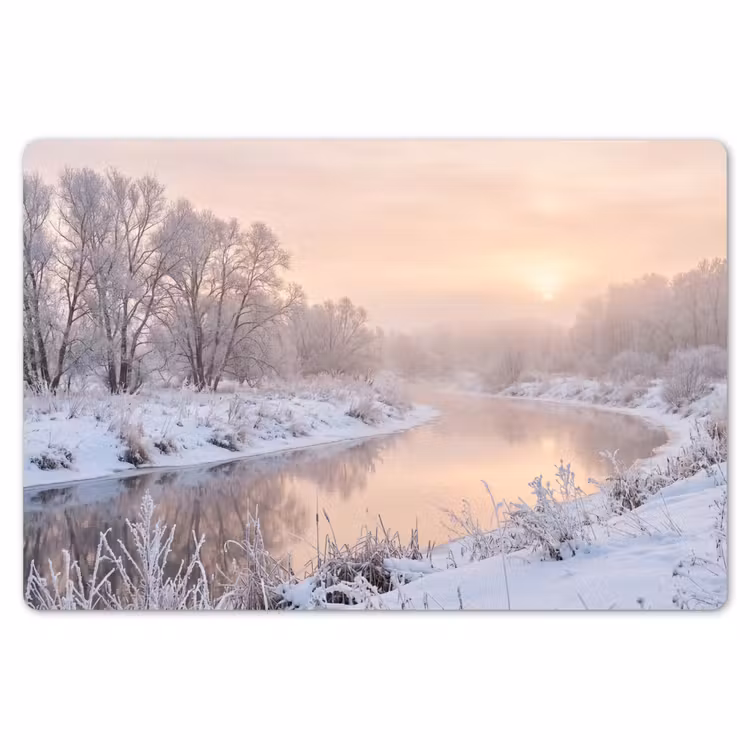 Rivier - Winter - Landschap - Sneeuw - Zonsopgang Placemat vinyl groot -zzsfeer1_Kitchenyeah-website