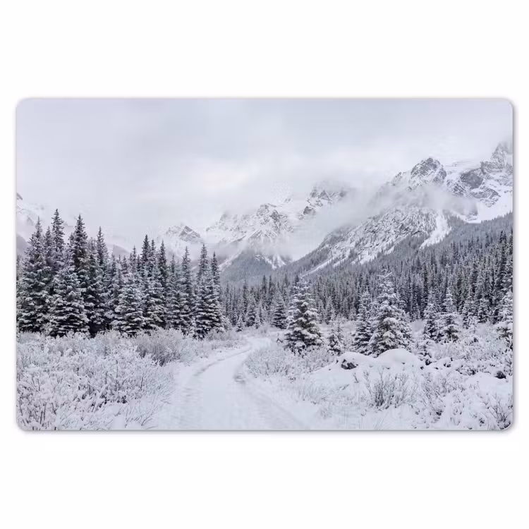 Weg - Bergen - Sneeuw - Naaldbos - Avontuurlijk Placemat vinyl groot -zzsfeer1_Kitchenyeah-website