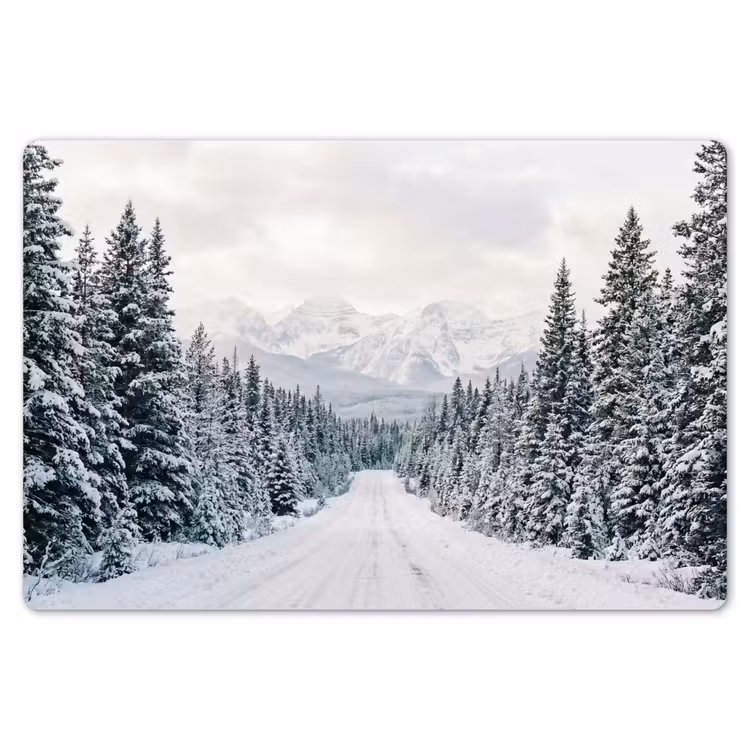 Weg - Sneeuw - Naaldbos - Winter - Avontuurlijk Placemat vinyl groot -zzsfeer1_Kitchenyeah-website