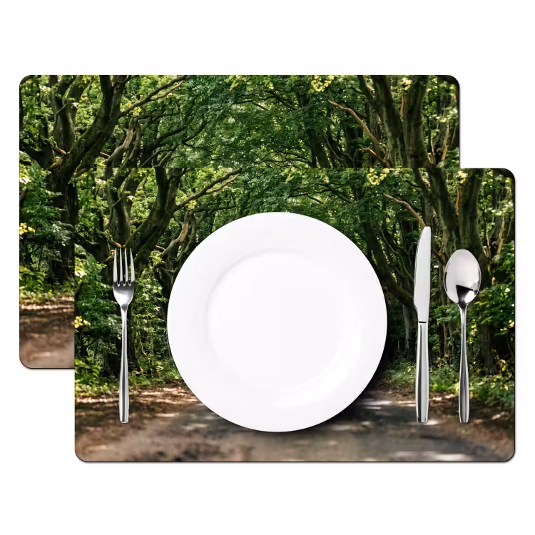 Weg - Bomen - Natuur - Groen Placemat vinyl groot -zzsfeer2_Kitchenyeah-website
