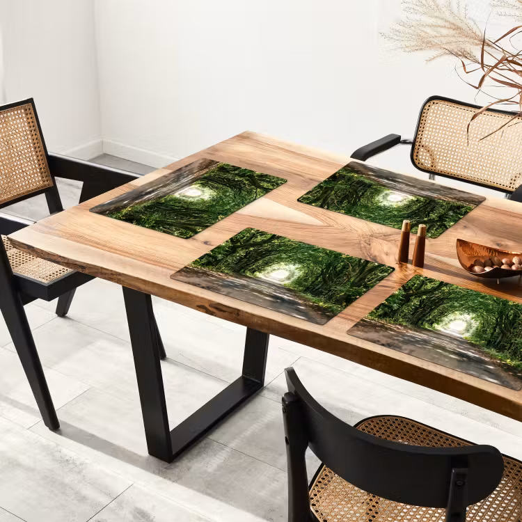 Weg - Bomen - Natuur - Groen Placemat vinyl groot -zzsfeer4_Kitchenyeah-website