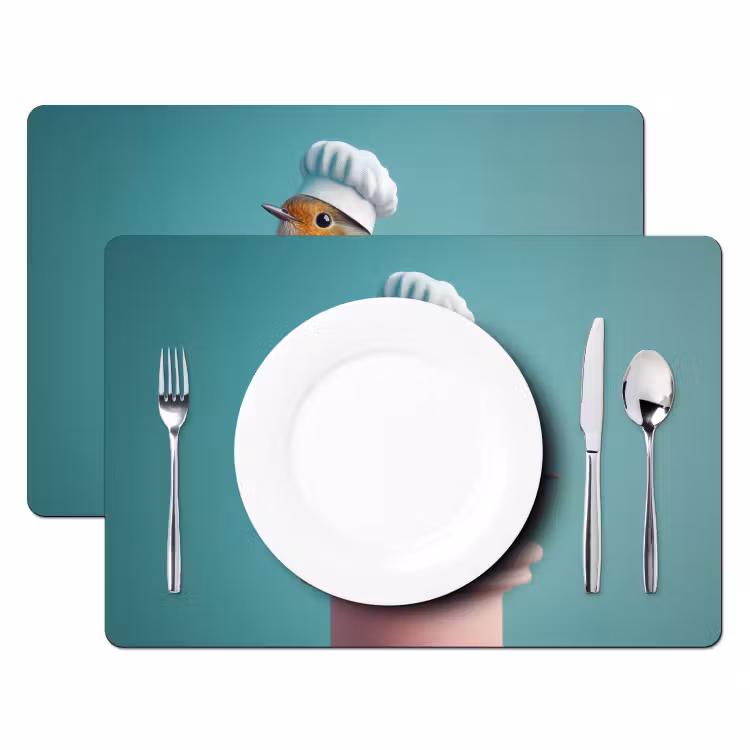 Roodborstje - Vogel - Koksmuts - Sokkel Placemat vinyl groot -zzsfeer2_Kitchenyeah-website