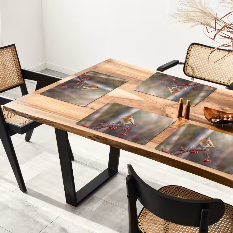 Roodborst - Tak - Bessen - Natuur Placemat vinyl groot -zzsfeer4_Kitchenyeah-website