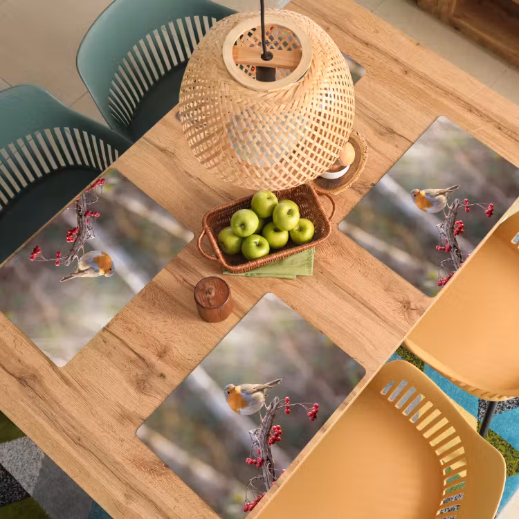 Roodborst - Tak - Bessen - Natuur Placemat vinyl groot -zzsfeer5_Kitchenyeah-website