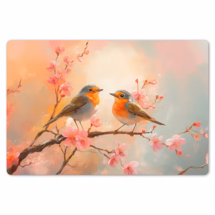 Roodborstjes - Sierlijk - Bloesemtak Placemat vinyl groot -zzsfeer1_Kitchenyeah-website