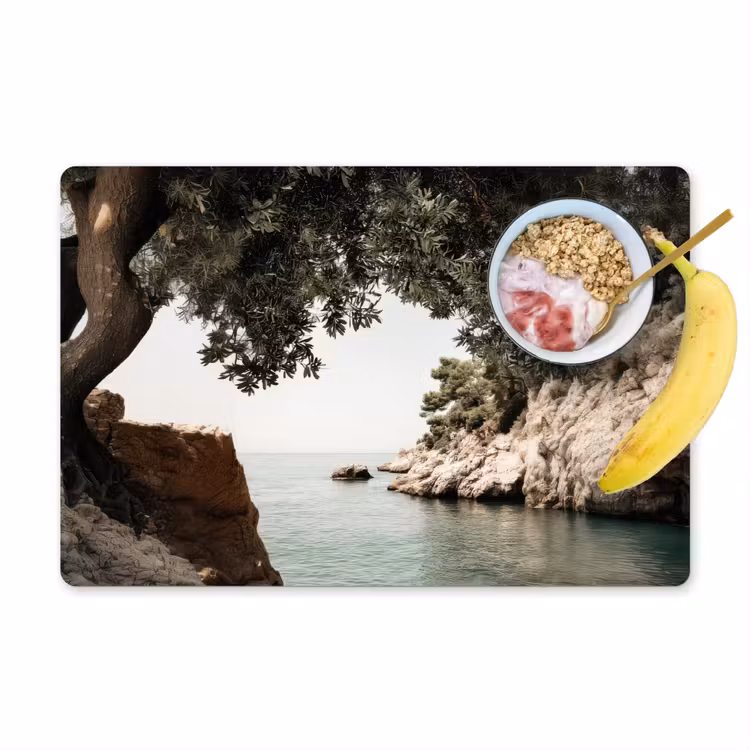Rotsen - Zee - Boom - Groen Placemat vinyl groot -zzzproduct_Kitchenyeah-website