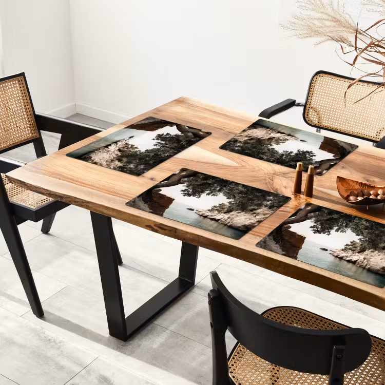 Rotsen - Zee - Boom - Groen Placemat vinyl groot -zzsfeer4_Kitchenyeah-website