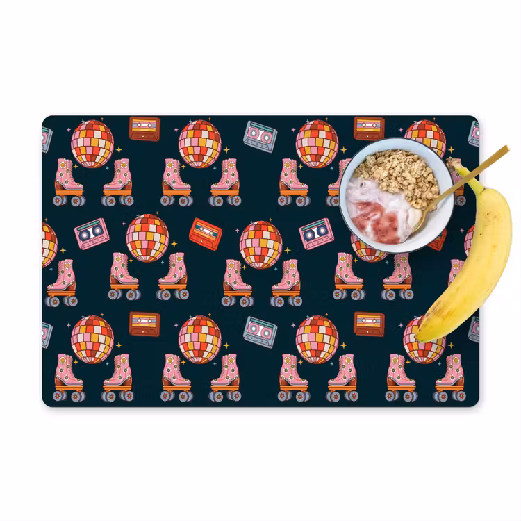 Rolschaatsen - Patroon - Disco Placemat vinyl groot 368 -zzzproduct_Kitchenyeah-website