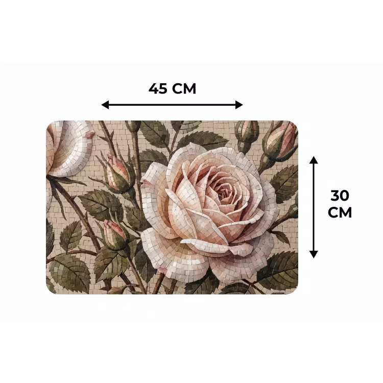 Roos - Mozaïek - Bloemen - Klassiek - Beige Placemat vinyl groot -specs