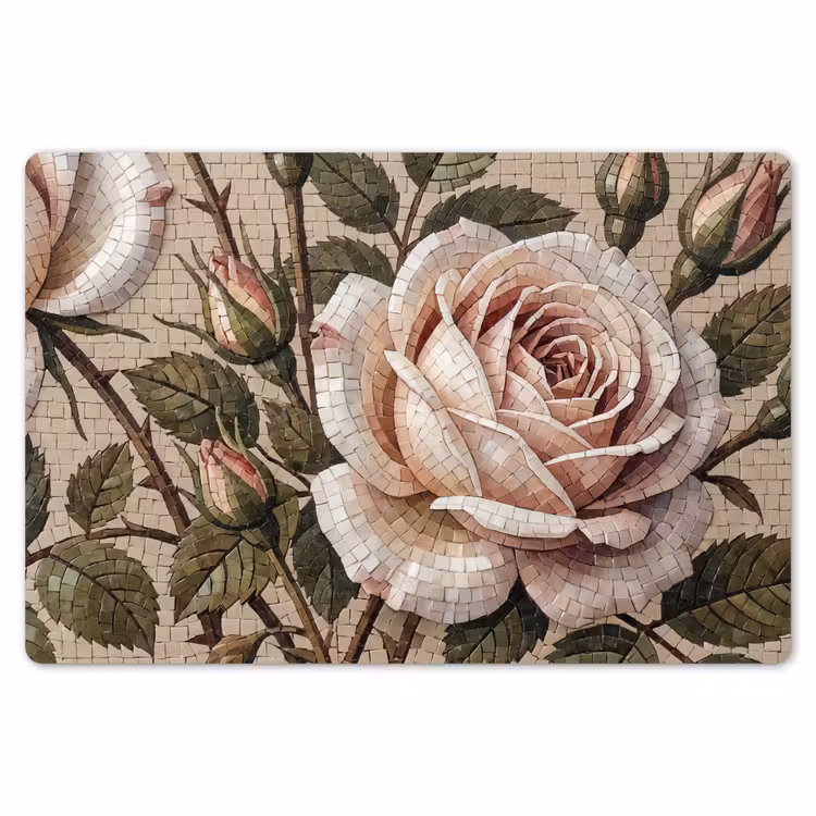 Roos - Mozaïek - Bloemen - Klassiek - Beige Placemat vinyl groot -zzsfeer1_Kitchenyeah-website