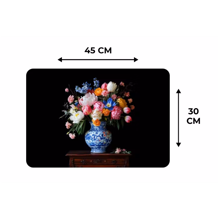 Rozen - Bloemen - Vaas - Boeket Placemat vinyl groot -specs