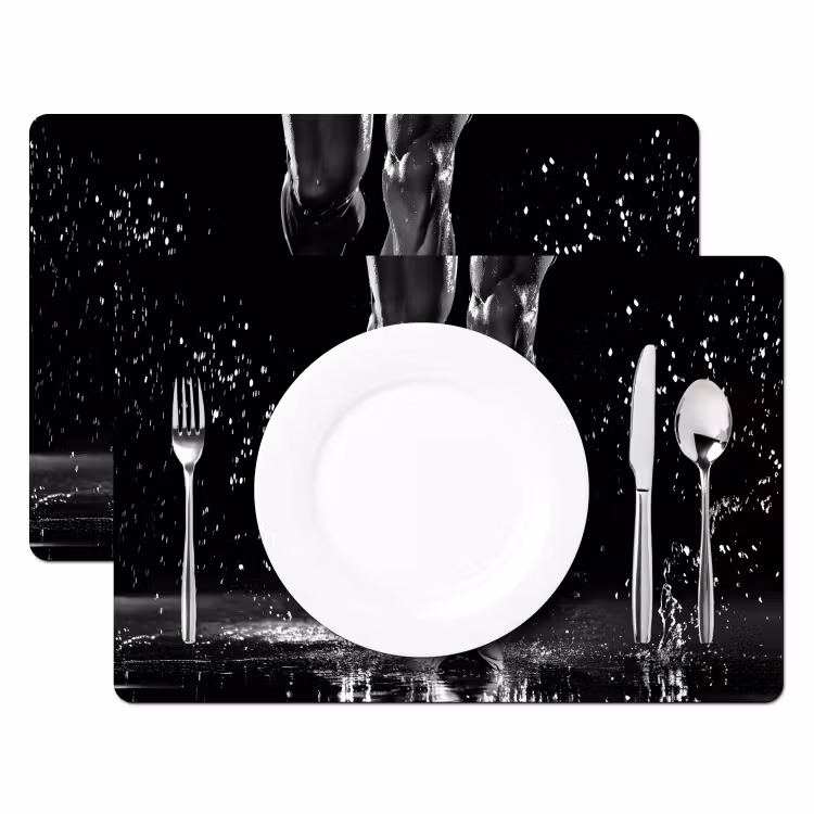 Hardloopschoenen - Rennen - Druppels - Zwart Placemat vinyl groot -zzsfeer2_Kitchenyeah-website
